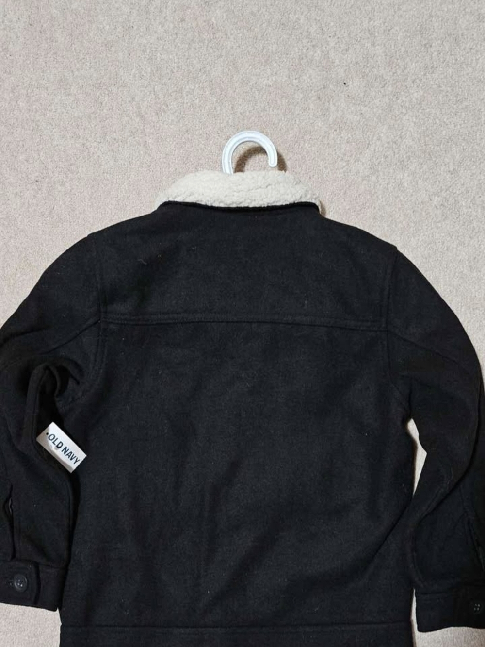 Old Navy Black Jacket with Cream Sherpa Collar - Picture 2 of 3